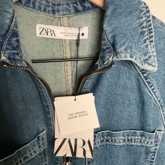 Zara Denim Minimalist Midi Dress - Picture 4 of 7